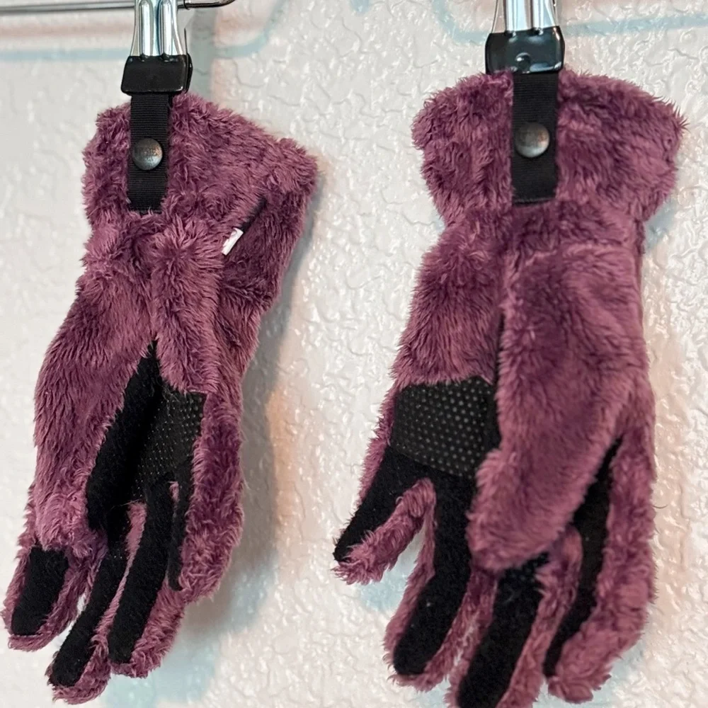 The North Face Maroon Fleece Gloves Kids Small